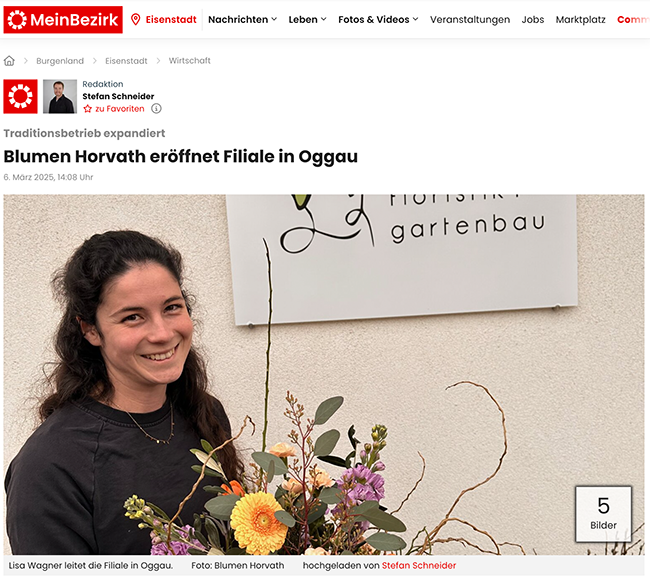 Blumen Horvath eröffnet Filiale in Oggau