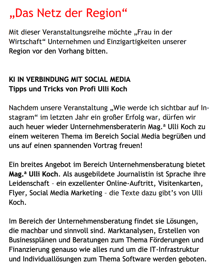Frau in der Wirtschaft "KI IN VERBINDUNG MIT SOCIAL MEDIA"