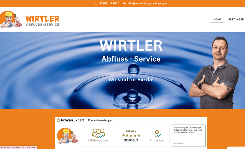 Abfluss-Service WIRTLER Rohrreinigung & Verstopfungsbehebung